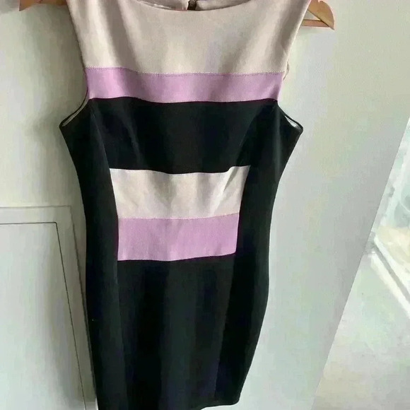 Vintage Maggie London Women’s Bodycon Purple Black Geometric Formal Dress Medium - Picture 4 of 10